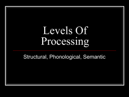 Levels Of Processing - Stmaryspsyweb's Weblog