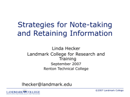 Strategies for Note-Taking and Retaining Information