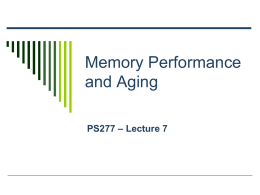 Memory Performance and Aging