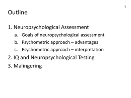 Goals of neuropsychological assessment