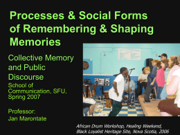 Processes & Social Forms of Remembering & Shaping Memories
