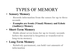 TYPES OF MEMORY