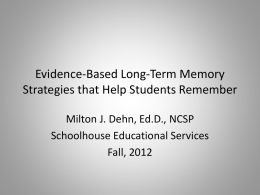 Long-Term Memory Problems in Children and Adolescents