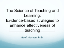 The Science of Teaching and Learning