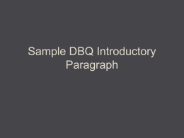 Sample DBQ Introductory Paragraph