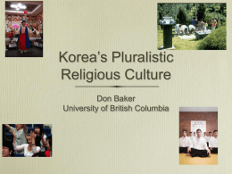 Korea`s Pluralistic Religious Culture - East