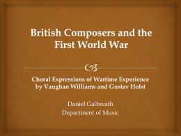British Composers and the First World War: Choral Expressions of