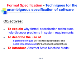 Formal methods Formal specification