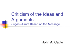 Criticism of the Ideas and Arguments: Logos—Proof Based on the
