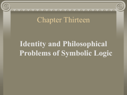 Identity and Philosophical Problems of Symbolic Logic