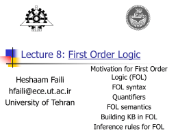 First Order Logic and Resolution