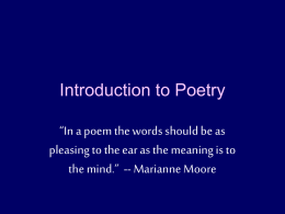 Introduction to Poetry - MrsHolcombs6thGradeELA