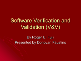 Software Verification and Validation (V&V)