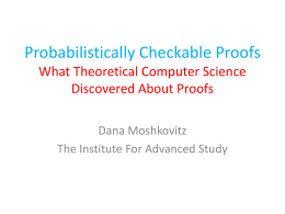 Probabilistically Checkable Proofs What Theoretical Computer
