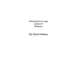 Rhetoric - David Kelsey`s Philosophy Home Page