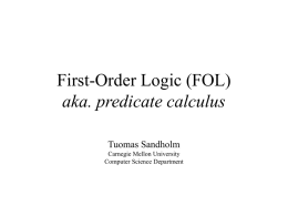 First-Order Logic - Carnegie Mellon School of Computer Science