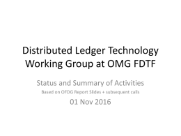 Distribted Ledger (Blockchain) Working Group at OMG