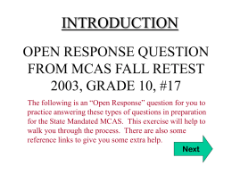 OPEN RESPONSE QUESTION FROM MCAS SPRING 2004, …
