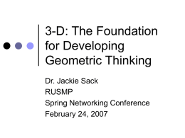 3-D: The Foundation for Developing Geometric Thinking