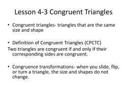 Lesson 4-3 Congruent Triangles