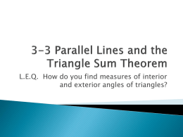 3-3 Parallel Lines and the Triangle Sum Theorem