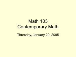 Math 103 Contemporary Math - Humboldt State University
