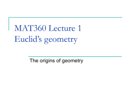 MAT360 Lecture 1