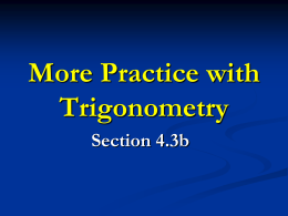 More Practice with Trigonometry