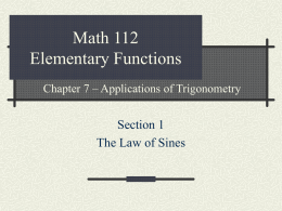 Math 112 – Elementary Functions