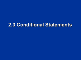 2.3 Conditional Statements