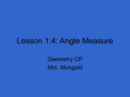 Lesson 1.4: Angle Measure