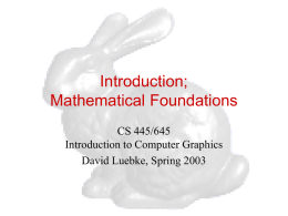 Introduction Mathematical Foundations