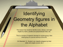 Identifying Geometry figures in the Alphabet