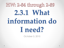 2.3.1 What information do I need?