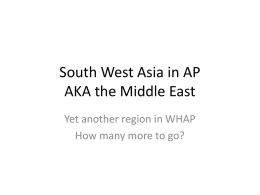 South West Asia in AP AKA the Middle East