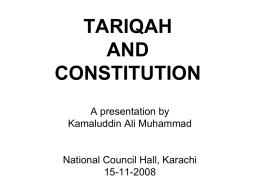 TARIQAH AND CONSTITUTION