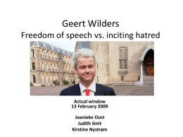 Geert Wilders - Faculteit Politieke en Sociale Wetenschappen