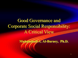 Good Governance & Corporate Social Responsibility: A Critical View