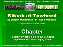 Kitaab at-Towheed by Shaykh Muhammad ibn `Abdil