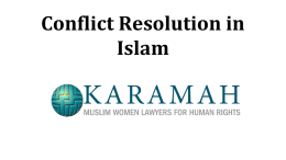 Conflict Resolution in Islam