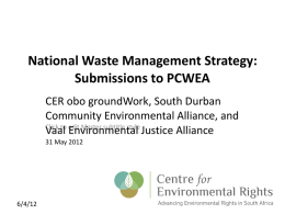 National Waste Management Strategy: Submissions to PCWEA