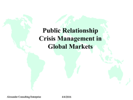 Public Relation Crisis Management in Global Markets