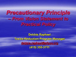 Regulating Precaution: San Francisco`s Precautionary Principle