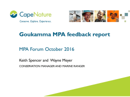 MPA Feedback Goukamma 2016