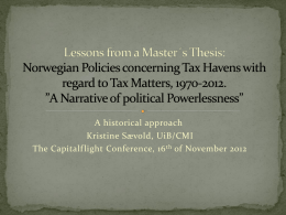 Norwegian Policies concerning Tax Havens with Regard to Tax
