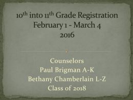 10th - 11th grade registration and scheduling information