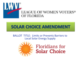 Who is for the Solar Amendment? - Florida League of Women Voters