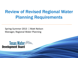 Revised Regional Water Planning Requirements