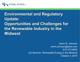 Environmental and Regulatory Update: Opportunities and