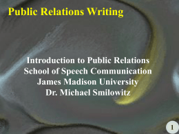 Public Relations Writing - James Madison University